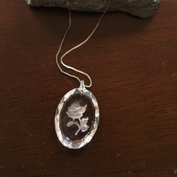 Etched Glass Pendant Necklace Flash 